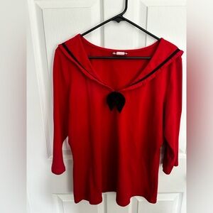 Pinup Girl Clothing PUG Sailor Top Red 2XL